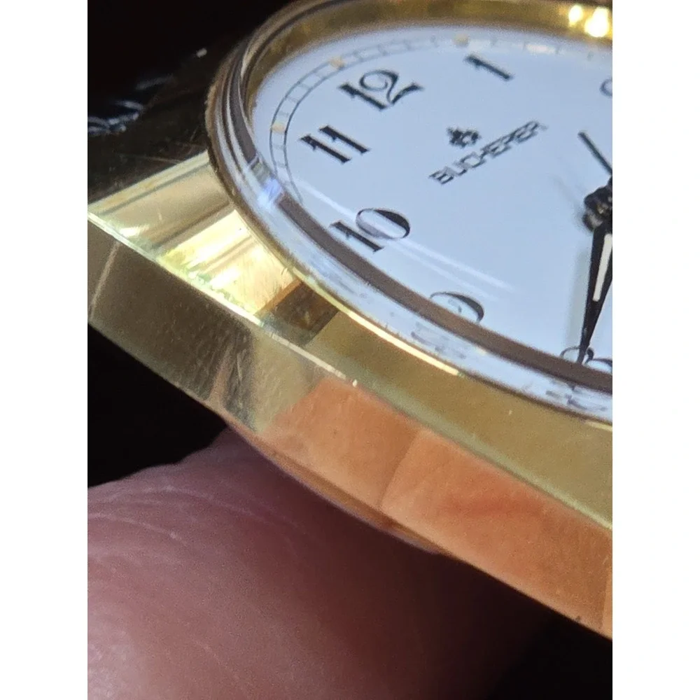 Bucherer Mens Watch. Plaque Ten Micron Gold, Automatic,Date,Leather Band.